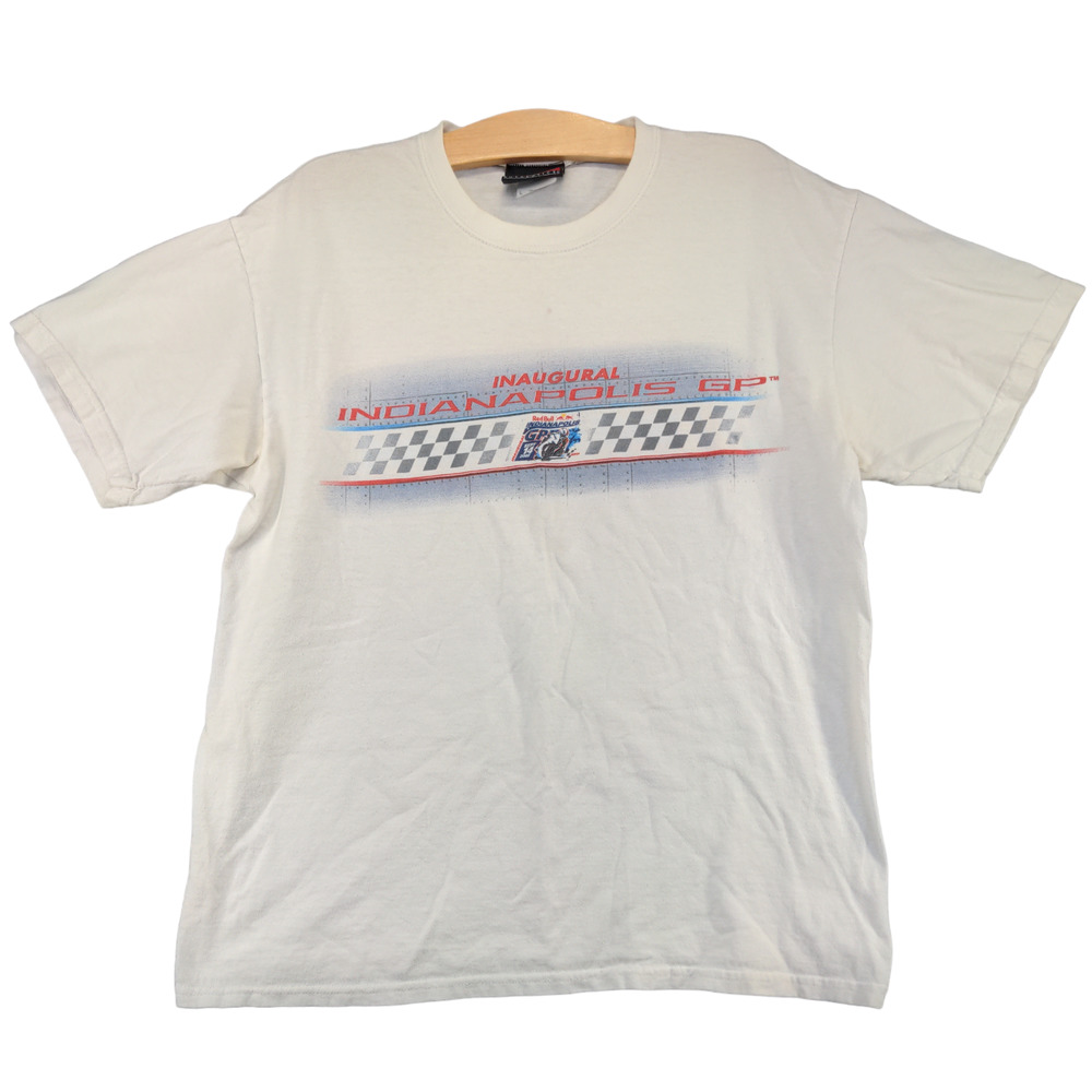 Brickyard Mens Indianapolis GP T-Shirt White Large Short Sleeve Inaugural Race